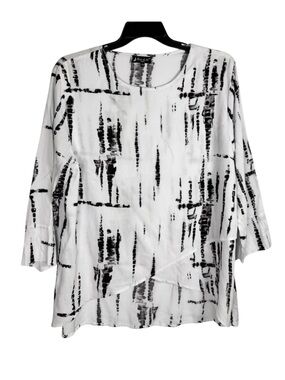 BLANC DU NIL France Flowy Layered White Tunic Blouse One Size- France TU